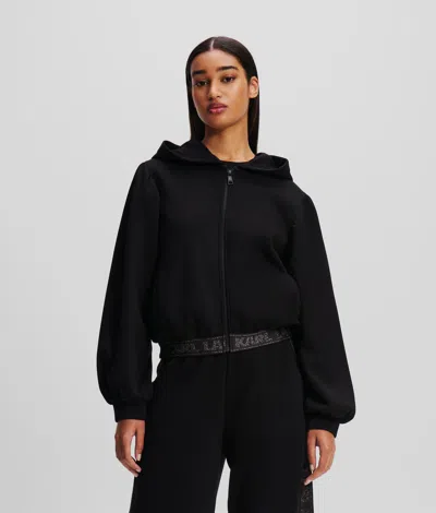 Karl Lagerfeld Glitter Karl Logo Tape Zip-up Hoodie