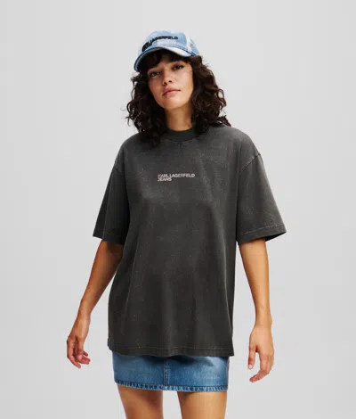 Karl Lagerfeld Glitter Klj Logo T-shirt In Brown