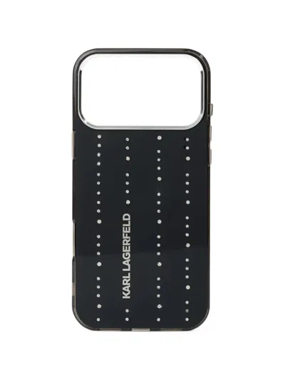 Karl Lagerfeld Glitter Rhinestone Iphone 17 Pro Max Case In Black