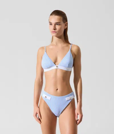 Karl Lagerfeld Gold Button Bikini Top In Blue