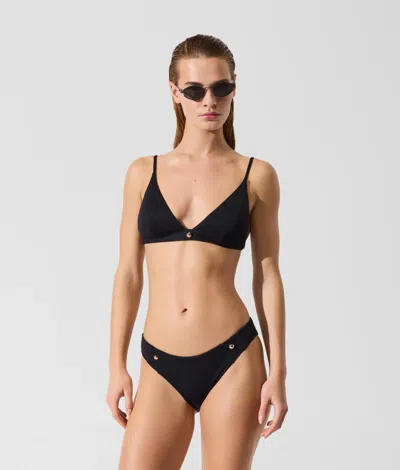 Karl Lagerfeld Gold Button Bikini Top In Black