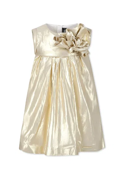 Karl Lagerfeld Kids' Gold Dress For Girl With Flower