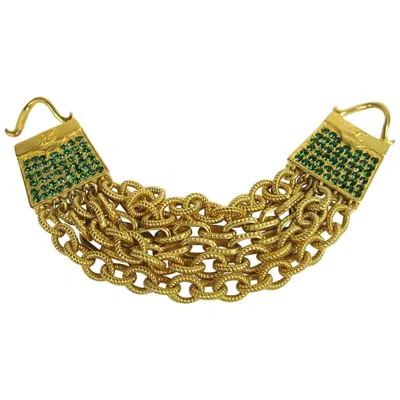 Pre-owned Karl Lagerfeld Gold Gilt And Glass Handbag Bracelet 90s In Brown