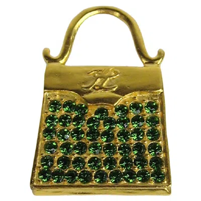 Pre-owned Karl Lagerfeld Gold Gilt And Glass Handbag Brooch New, Never Worn 1990s In Brown
