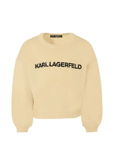 Karl Lagerfeld Kids' Gold Sweater For Girl With Logo In Neutral