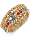 Karl Lagerfeld Gold-tone 3-pc. Set Stone & Polished Bead Stretch Bracelets In Multi
