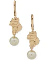 Karl Lagerfeld Gold-tone Choupette & Imitation Pearl Double Drop Earrings In Gold