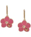 Karl Lagerfeld Gold-tone Crystal Epoxy Orchid Stud Earrings In Medium Red