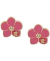 Karl Lagerfeld Gold-tone Crystal Epoxy Orchid Stud Earrings In Medium Red
