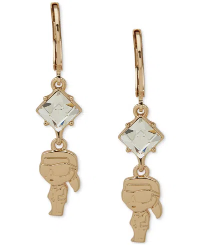 Karl Lagerfeld Gold-tone Crystal & Karl Double Drop Earrings In Crystal,silver
