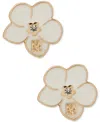 Karl Lagerfeld Gold-tone Crystal Epoxy Orchid Stud Earrings In White