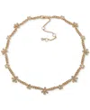 Karl Lagerfeld Gold-tone Crystal Daisy Chain Collar Necklace, 16" + 3" Extender In Crystal White