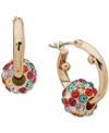 Karl Lagerfeld Gold-tone Crystal Fireball Small Hoop Earrings, 0.87" In Multi