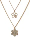 KARL LAGERFELD GOLD-TONE CRYSTAL FLOWER TWO-ROW NECKLACE, 16" + 3" EXTENDER