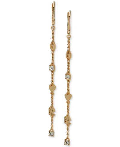 Karl Lagerfeld Gold-tone Crystal Mini Charm Linear Earrings