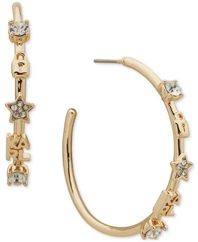 Karl Lagerfeld Gold-tone Crystal Mini Charm Medium Hoop Earrings, 1.25"