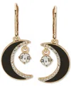 Karl Lagerfeld Gold-tone Crystal Moon Drop Earrings In Jet