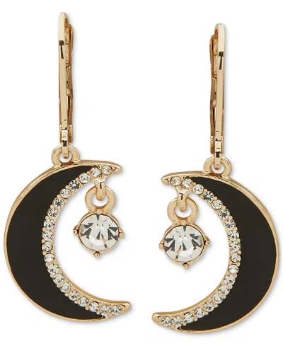 Karl Lagerfeld Gold-tone Crystal Moon Drop Earrings In Jet