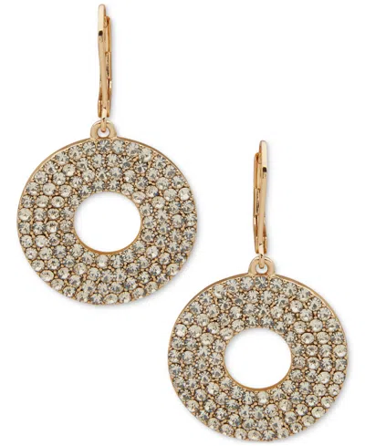 Karl Lagerfeld Gold-tone Crystal Pave Circle Drop Earrings In Crystal Wh