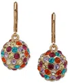 Karl Lagerfeld Gold-tone Crystal Pave Fireball Drop Earrings In Multi