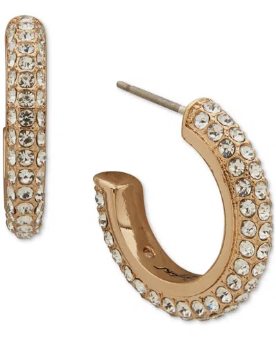 Karl Lagerfeld Gold-tone Crystal Pave Small Hoop Earrings. 0.52"