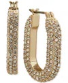 Karl Lagerfeld Gold-tone Crystal Pave Small Hoop Earrings, .87" In Crystal Wh