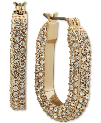 Karl Lagerfeld Gold-tone Crystal Pave Small Hoop Earrings, .87" In Crystal Wh