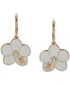 Karl Lagerfeld Gold-tone Enamel Flower Logo Drop Earrings In Crystal