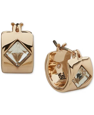 Karl Lagerfeld Gold-tone Extra-small Crystal Hoop Earrings, 0.28" In Crystal,silver