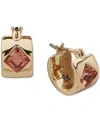 Karl Lagerfeld Gold-tone Extra-small Crystal Hoop Earrings, 0.28" In Orange