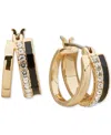 Karl Lagerfeld Gold-tone Extra-small Pave & Jet Split-hoop Earrings, 0.42" In Jet