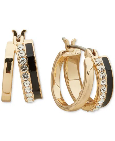 Karl Lagerfeld Gold-tone Extra-small Pave & Jet Split-hoop Earrings, 0.42"