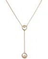 Karl Lagerfeld Gold-tone Imitation Pearl Lariat Necklace, 16" + 3" Extender In Pearl