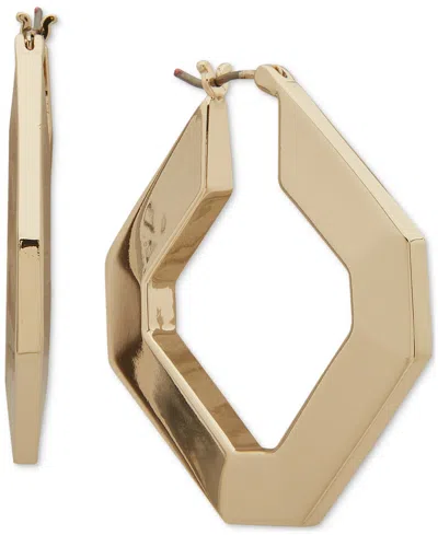 Karl Lagerfeld Gold-tone Medium Faceted Geometric Hoop Earrings, 1.2"
