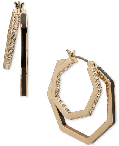 Karl Lagerfeld Gold-tone Medium Pave & Color Geometric Split-hoop Earrings, 1"