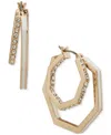 Karl Lagerfeld Gold-tone Medium Pave & Color Geometric Split-hoop Earrings, 1"