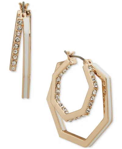 Karl Lagerfeld Gold-tone Medium Pave & Color Geometric Split-hoop Earrings, 1"