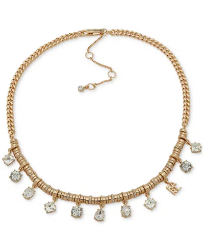 Karl Lagerfeld Gold-tone Mixed Crystal & Rondelle Bead Statement Necklace, 16" + 3" Extender In Crystal,silver