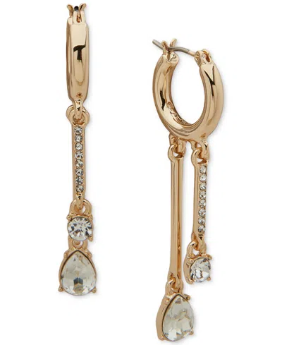 Karl Lagerfeld Gold-tone Mixed Crystal Shaky Charm Hoop Earrings In Crystal,silver