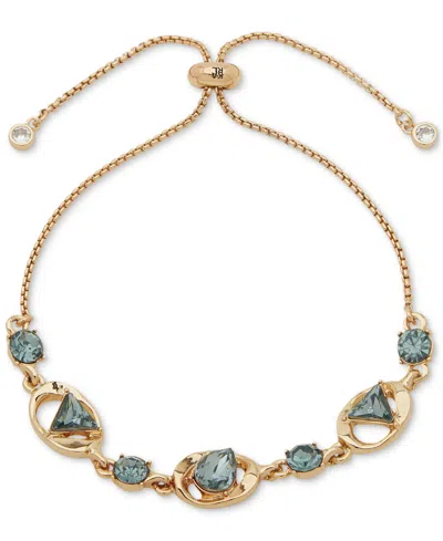 Karl Lagerfeld Gold-tone Mixed Stone Slider Bracelet In Blue