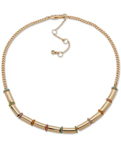 Karl Lagerfeld Gold-tone Multicolor Rondelle Necklace, 16" + 3" Extender
