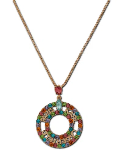 Karl Lagerfeld Gold-tone Multicolor Stone 36" Adjustable Pendant Necklace