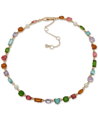 Karl Lagerfeld Gold-tone Multicolor Stone Collar Necklace, 16" + 3" Extender