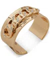 Karl Lagerfeld Gold-tone Pave Curb Chain Logo Cuff Bracelet In Gold