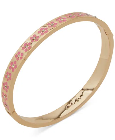 Karl Lagerfeld Gold-tone Pave Flower Bangle Bracelet