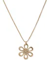 Karl Lagerfeld Gold-tone Pave Openwork Daisy Adjustable 36" Pendant Necklace In Crystal White