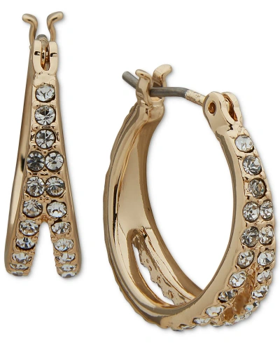 Karl Lagerfeld Gold-tone Pave Split Hoop Earrings In Crystal Wh