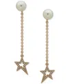Karl Lagerfeld Gold-tone Pave Star & Imitation Pearl Linear Drop Earrings In Pearl