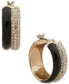 Karl Lagerfeld Gold-tone Small Pave & Color Double-row Hoop Earrings, 0.7"