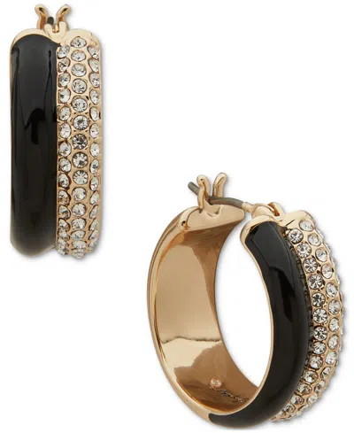 Karl Lagerfeld Gold-tone Small Pave & Color Double-row Hoop Earrings, 0.7"